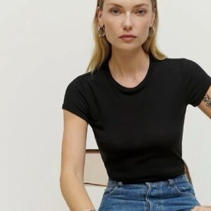 Reformation Jeans Black Tee